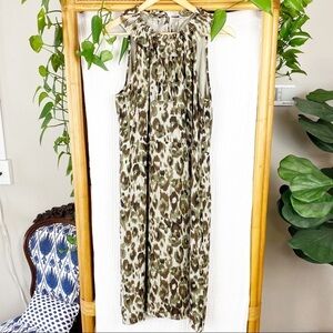 J CREW‎ SILK ANIMAL PRINT DRESS RUFFLE NECK HALTER​​​​​